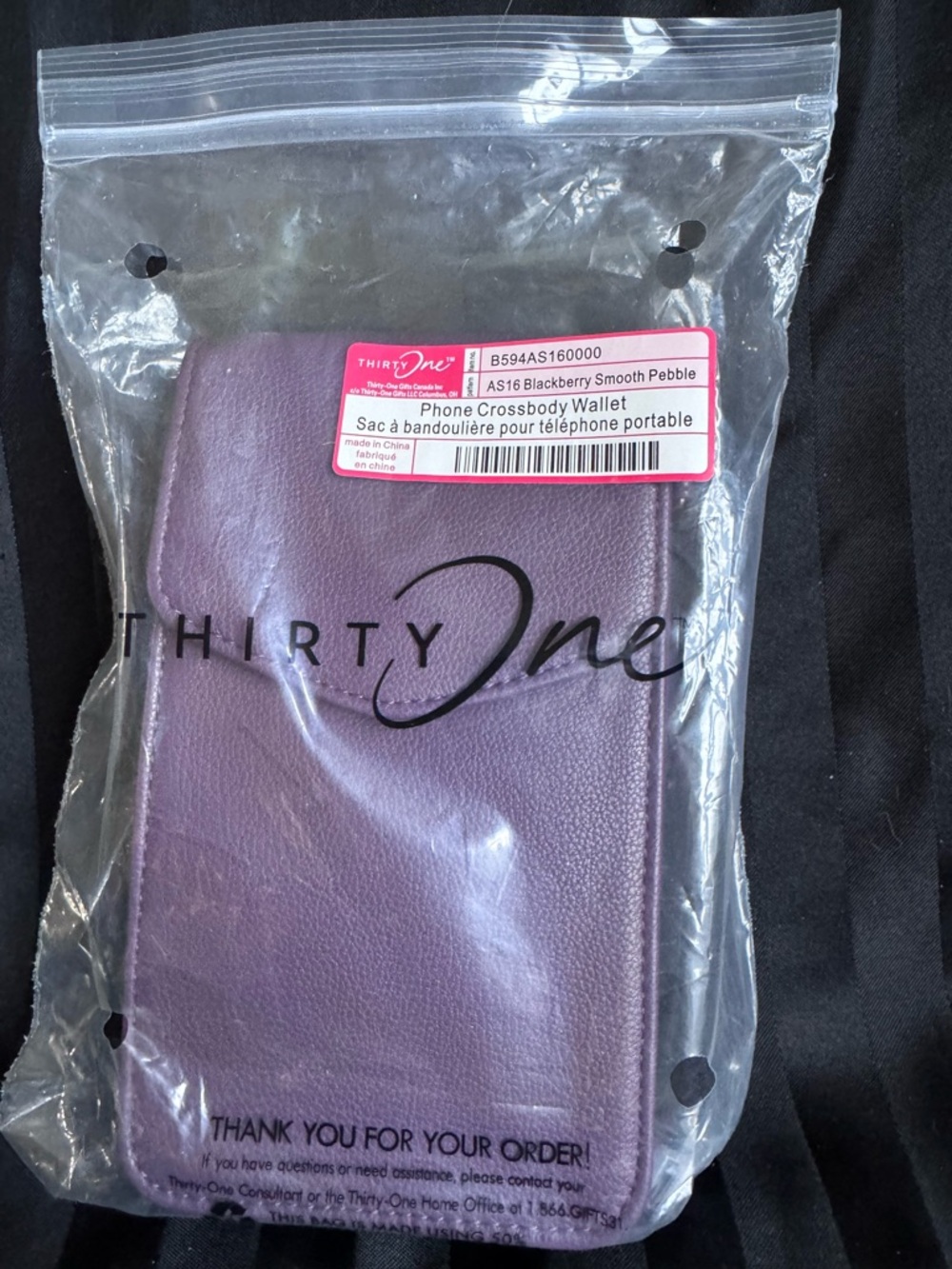 thirty-one Blackberry Smooth Pebble Purple Phone Crossbody Wallet